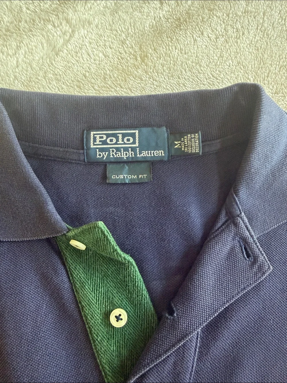 Polo by Ralph Lauren Navy, Green & Yellow Diagonal Stripe Polo Shirt